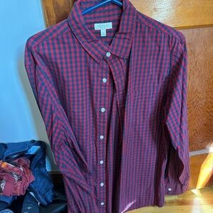 Sonoma Men's Red and Black Checkered Shirt